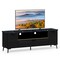 Black Faux Marble TV Stand with Gold Edges, Storage Cabinets and Adjustable Shelves